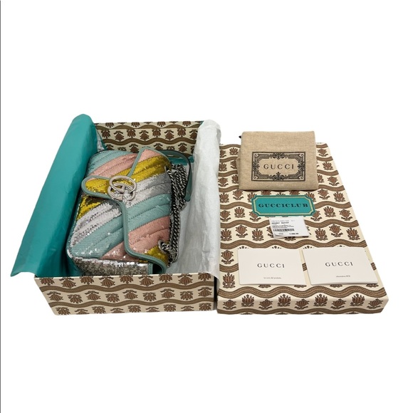 Gucci Limited Edition GG Marmont Sequins Pastel Crossbody Bag - Picture 2 of 12